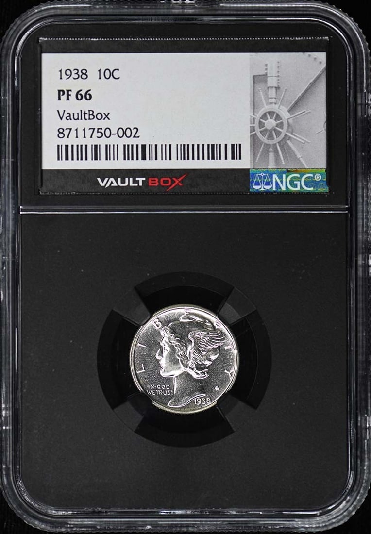 1938 Proof Mercury Dime NGC PR66 Certified Coin: 1938 Proof Mercury Dime NGC PR66 Certified Coin This 1938 Mercury Dime is certified by NGC with a Proof 66 (PR66) grade. Struck at the Philadelphia Mint, this uncirculated coin features the classic Me