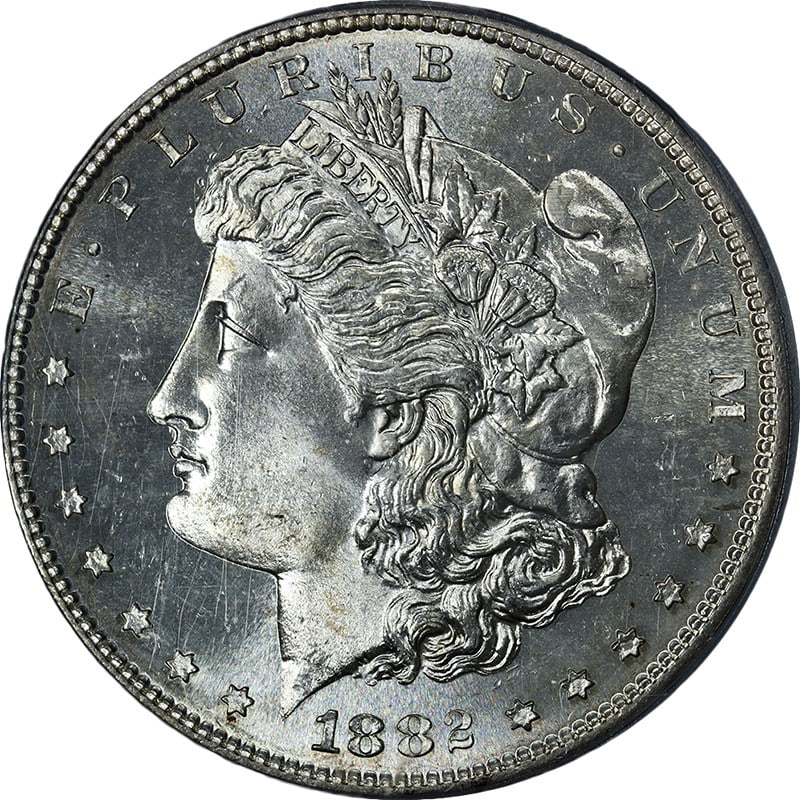 1882-S Morgan Silver Dollar ICG MS66 Strong Strike Silver Coin: 1882-S Morgan Silver Dollar ICG MS66 Strong Strike Silver Coin This 1882-S Morgan Silver Dollar features superb eye appeal and a strong strike, showcasing great color and surfaces. The coin is bright 
