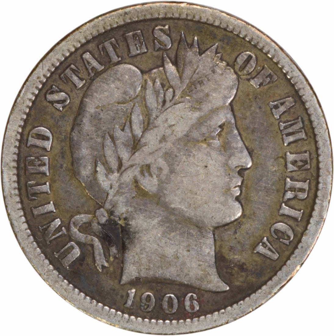 1906-O Barber Silver Dime 10C VF Uncertified 90% Silver: 1906-O Barber Silver Dime 10C VF Uncertified 90% Silver This 1906-O Barber Silver Dime is a notable piece of numismatic history, showcasing the craftsmanship of designer Charles E. Barber. It features