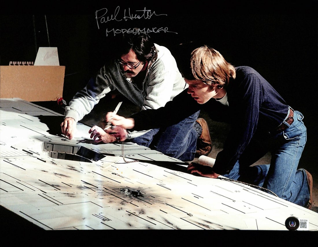 Paul Huston Signed 11x14 Star Wars Death Star Photo Beckett Authenticated: Paul Huston Signed 11x14 Star Wars Death Star Photo Beckett Authenticated This 11x14 color photograph features the Death Star exhaust port from Star Wars and has been hand-signed in silver permanent m
