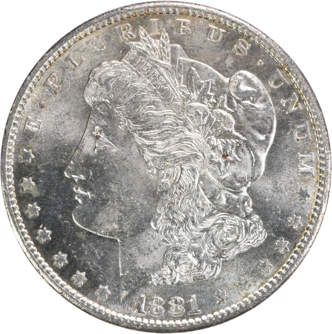Choice BU 1881 S Morgan Dollar Uncirculated Silver Coin Uncertified: Choice BU 1881 S Morgan Dollar Uncirculated Silver Coin Uncertified This 1881-S Morgan Silver Dollar is a Choice Brilliant Uncirculated (BU) coin, featuring a silver composition and minted at the San 