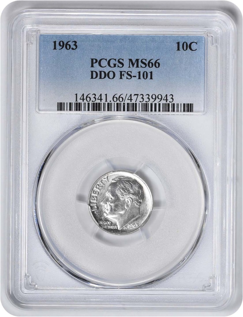 1963 Roosevelt Silver Dime DDO MS66 PCGS Uncirculated 90% Silver: 1963 Roosevelt Silver Dime DDO MS66 PCGS Uncirculated 90% Silver This 1963 Roosevelt Silver Dime is a remarkable collectible, graded MS66 by PCGS, indicating its high quality and uncirculated conditio