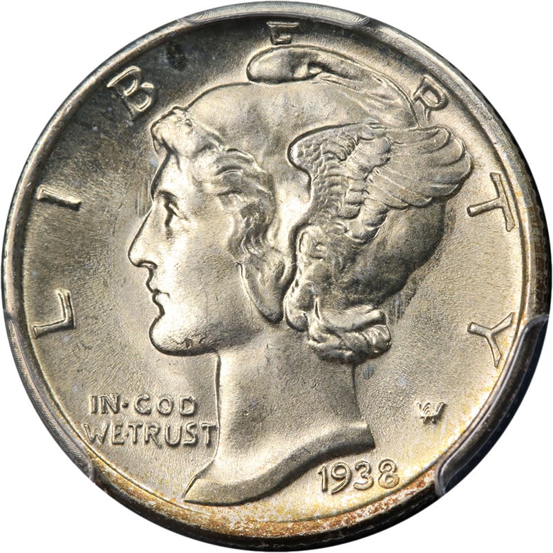 PCGS MS66 FB 1938-S San Francisco Mercury Dime Silver Coin: PCGS MS66 FB 1938-S San Francisco Mercury Dime Silver Coin This stunning 1938-S Mercury Dime is certified by PCGS with a grade of MS66 FB, showcasing exceptional eye appeal and a strong strike. The co