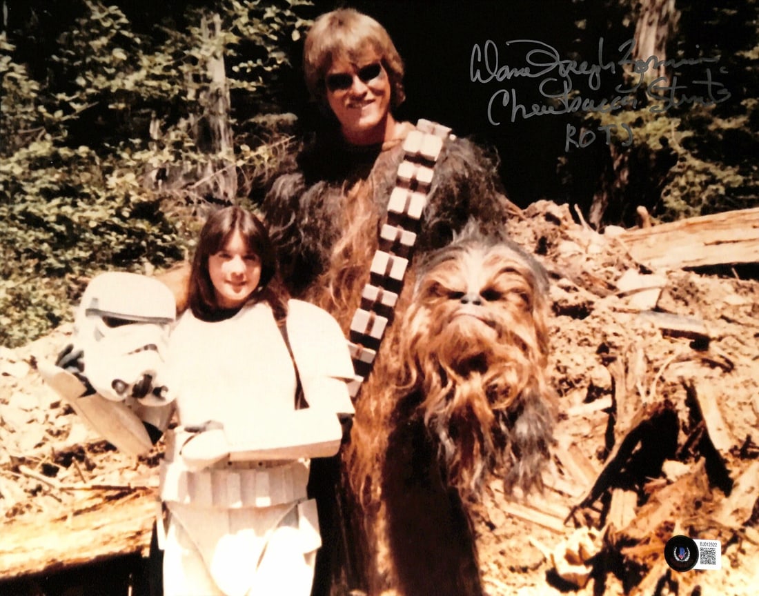 Autographed 11x14 Photo Daniel Zormier Chewbacca Stunt Double Star Wars Beckett: Autographed 11x14 Photo Daniel Zormier Chewbacca Stunt Double Star Wars Beckett This is an 11x14 color photograph signed by Daniel Zormier, who served as Peter Mayhew's stunt double for Chewbacca in S