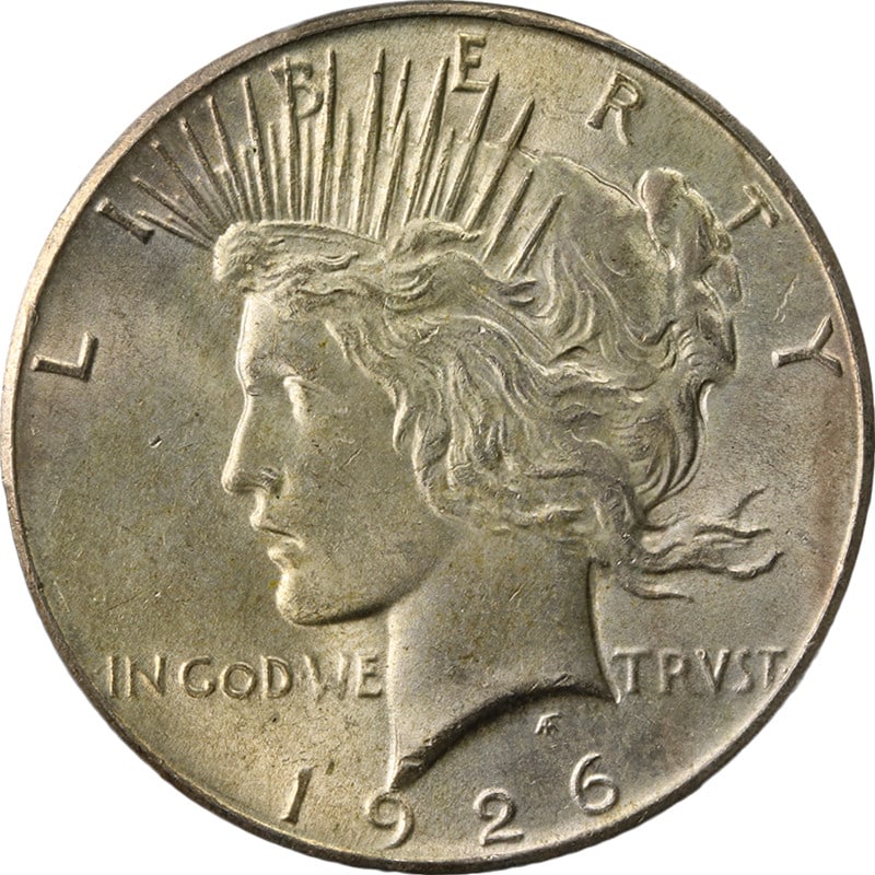 PCGS MS63 1926-P Peace Dollar Silver: PCGS MS63 1926-P Peace Dollar Silver This 1926-P Peace Dollar is graded MS63 by PCGS, indicating an uncirculated coin with attractive eye appeal and a well-defined strike. The coin features original, 