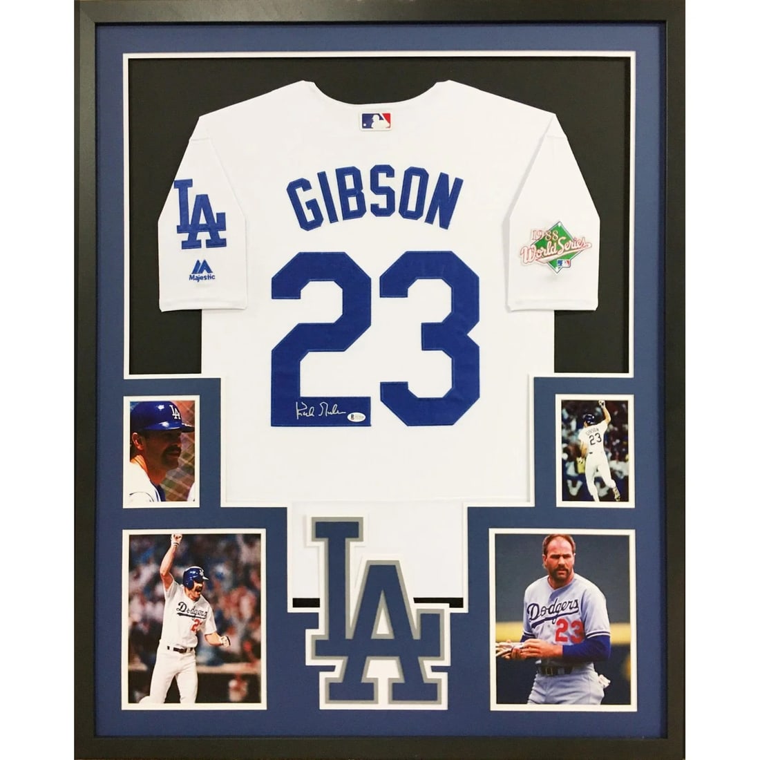 Beckett Authenticated Kirk Gibson Signed Framed Dodgers Jersey (1 of 3)