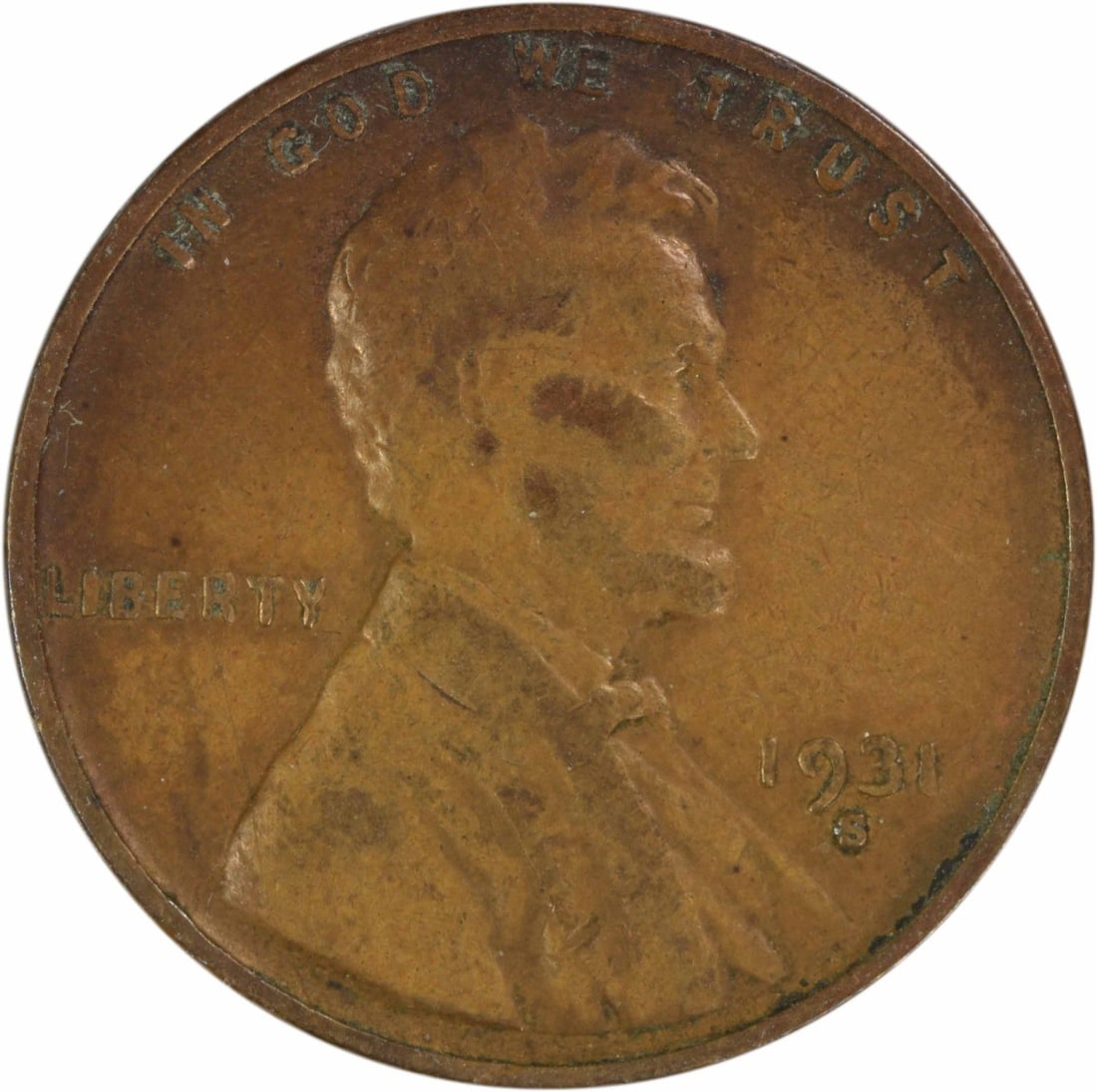 1931-S Lincoln Wheat Copper Cent Grade F (1 of 2)