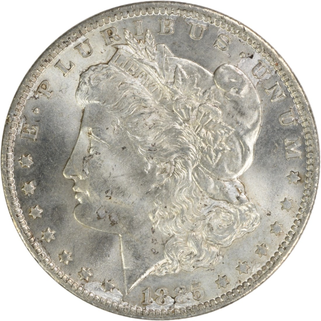 Choice BU 1885 O Morgan Silver Dollar Uncirculated Uncertified: Choice BU 1885 O Morgan Silver Dollar Uncirculated Uncertified This is an 1885-O Morgan Silver Dollar from the United States, featuring the New Orleans mint mark. The coin is composed of silver and is