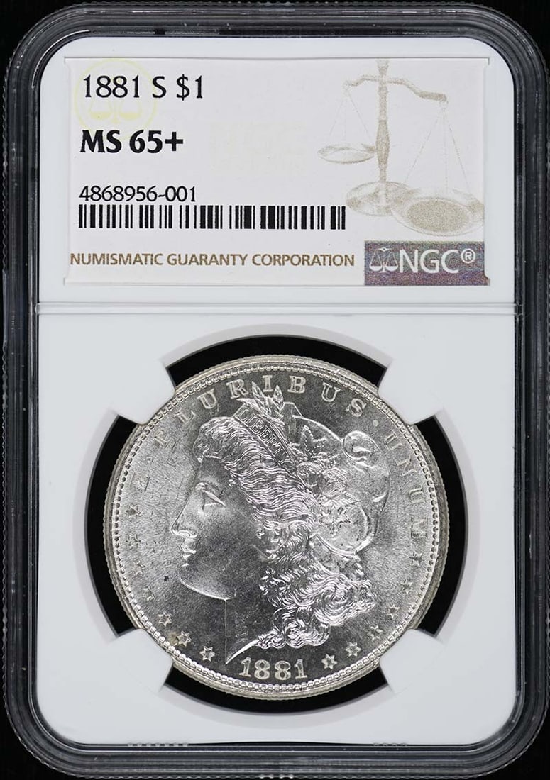 NGC MS65 Plus 1881-S San Francisco Morgan Dollar: NGC MS65 Plus 1881-S San Francisco Morgan Dollar This 1881 Morgan Dollar was minted in San Francisco and is graded MS65+ by NGC. The coin is uncirculated and comes with NGC certification number 486895