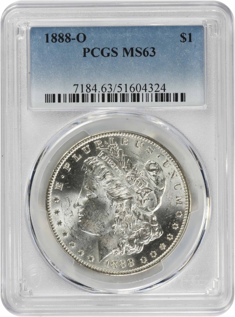 1888-O MS63 Morgan Silver Dollar PCGS Uncirculated 90% Silver Coin: 1888-O MS63 Morgan Silver Dollar PCGS Uncirculated 90% Silver Coin This 1888-O Morgan Silver Dollar, graded MS63 by PCGS, is a stunning example of American numismatic history. Struck in New Orleans, t