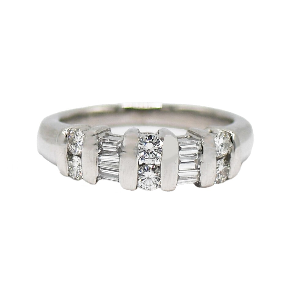 Platinum 0.50 ctw Diamond Engagement Band Ring Size 4.75: Platinum 0.50 ctw Diamond Engagement Band Ring Size 4.75 This platinum diamond band features a total diamond weight between 0.50 and 0.74 carats. The ring is crafted from .900 purity platinum and show