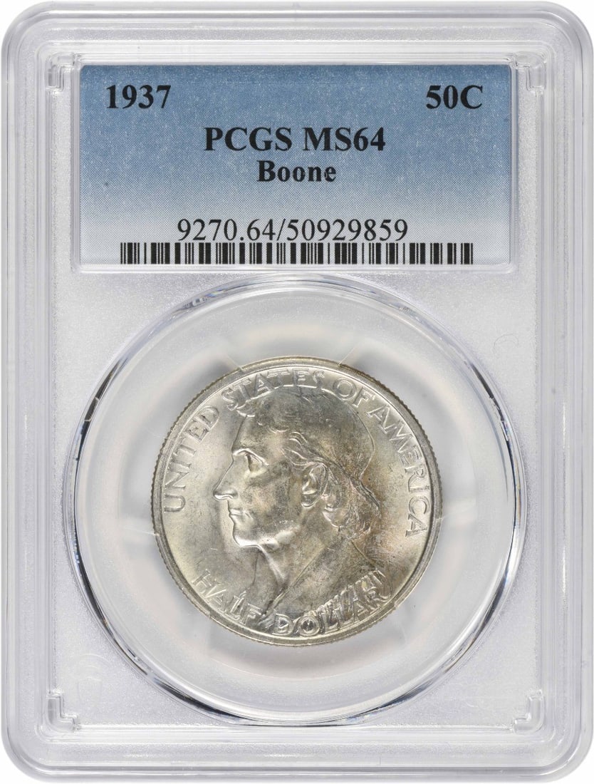 1937 Boone Commemorative Silver Half Dollar MS64 PCGS Uncirculated (1 of 2)