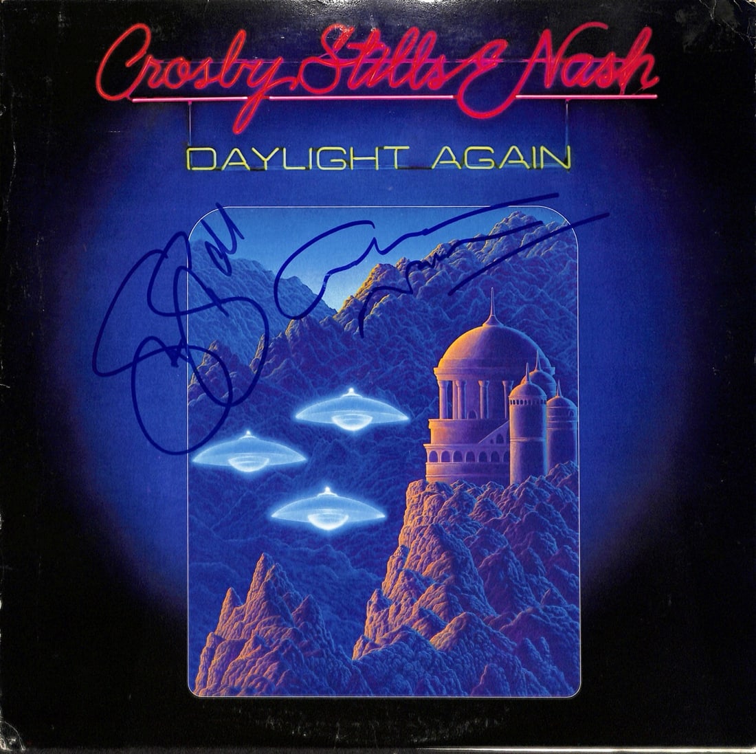 Daylight Again Album Cover Signed by Stills and Nash Beckett Authenticated: Daylight Again Album Cover Signed by Stills and Nash Beckett Authenticated This pre-owned 'Daylight Again' album cover by Crosby Stills & Nash features authentic signatures from Stephen Stills and Gra