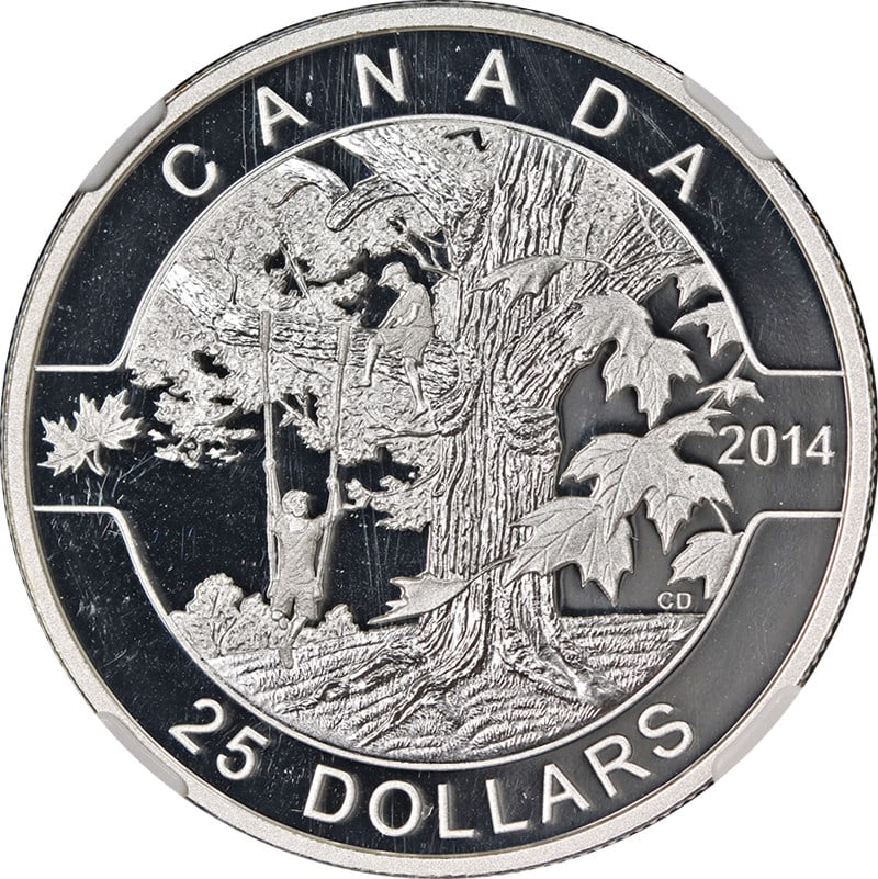 2014 Canada $25 Silver Coin Under the Maple Tree NGC PF70 Ultra Cameo Early Releases: 2014 Canada $25 Silver Coin Under the Maple Tree NGC PF70 Ultra Cameo Early Releases This 2014 Canada Silver $25 'Under the Maple Tree' coin is an uncirculated piece, certified by NGC as PF70 Ultra Ca