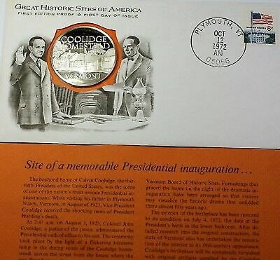 Proof Silver Medal First Day Cover Coolidge Home Vermont 1972 (1 of 3)