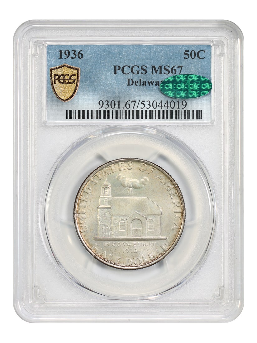 1936 Delaware 50C PCGS CAC MS67 Silver Commemorative (1 of 4)