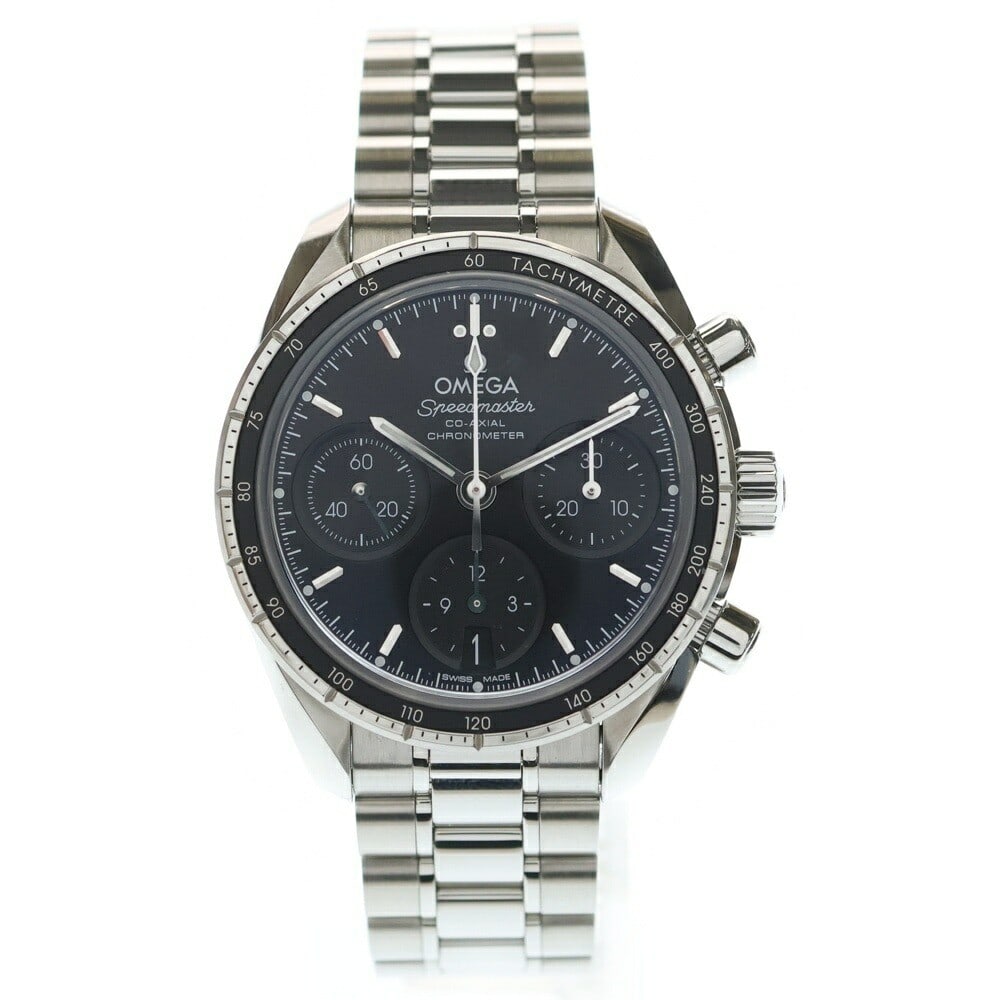 OMEGA Men's Speedmaster Co Axial Chronograph Wristwatch 324.30.38.50.01.001: OMEGA Men's Speedmaster Co Axial Chronograph Wristwatch 324.30.38.50.01.001 This is an OMEGA Speedmaster Co-Axial Chronograph wristwatch designed for men. Made in Switzerland, this pre-owned timepiece