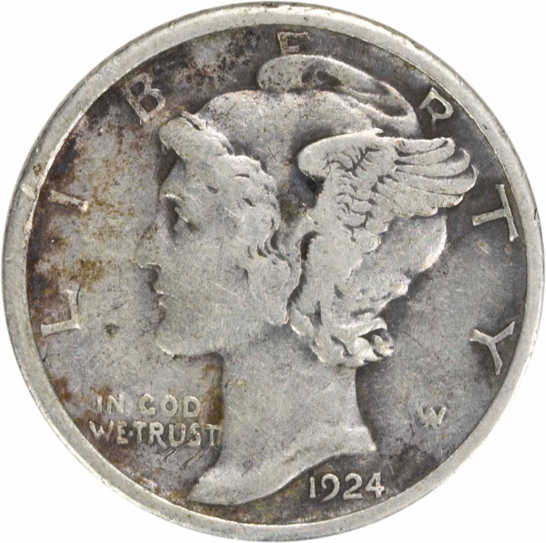 1924-S Mercury Dime 90% Silver Uncertified San Francisco: 1924-S Mercury Dime 90% Silver Uncertified San Francisco This 1924-S Mercury Silver Dime is a classic piece of American numismatics, featuring the iconic design by Adolph Alexander Weinman. Struck in 