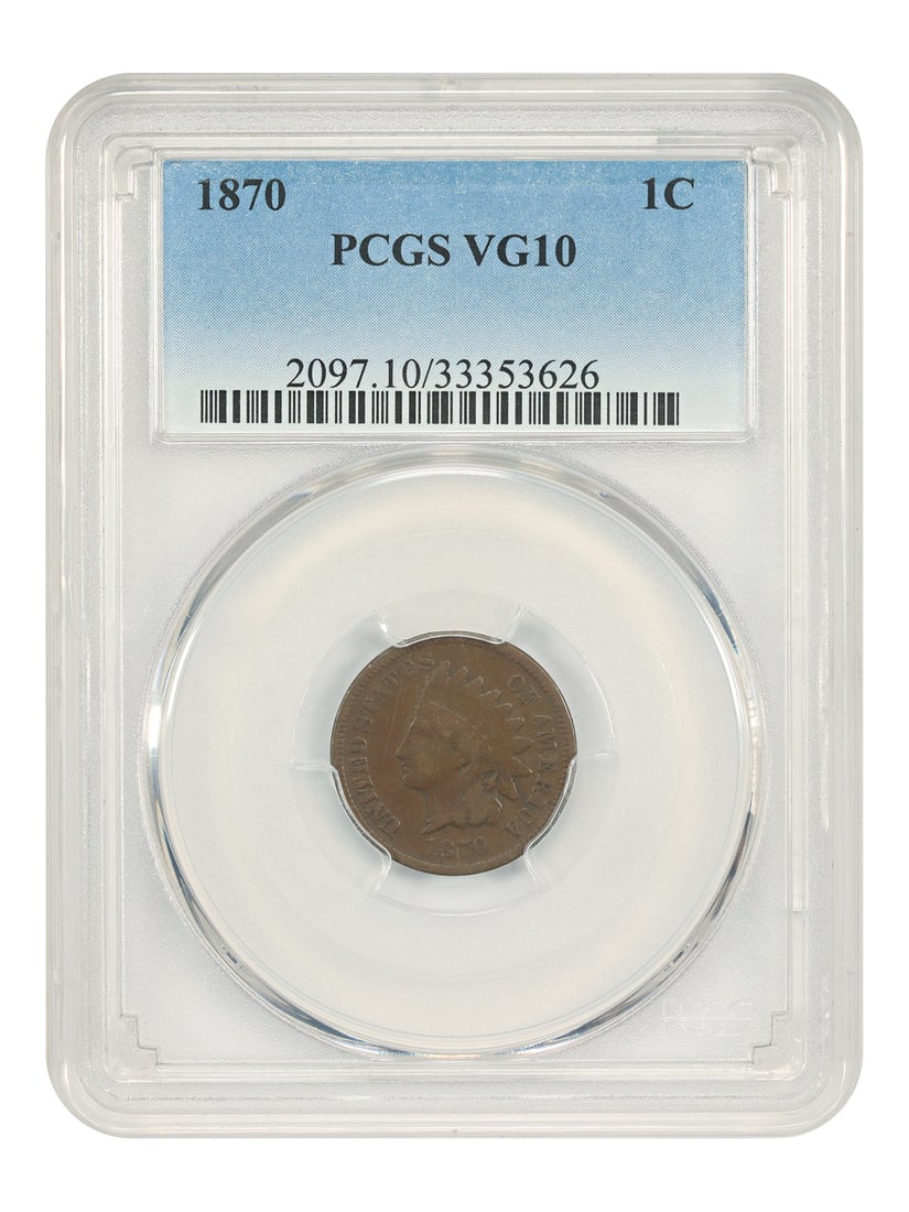 1870 Indian Head Cent PCGS VG10 Tough Date (1 of 4)