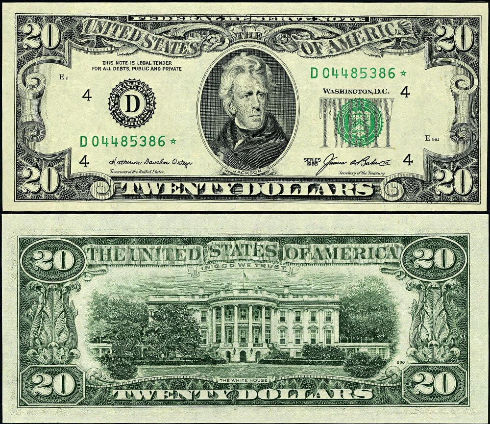1985 $20 Federal Reserve Note Cleveland D* Block Choice Uncirculated: 1985 $20 Federal Reserve Note Cleveland D* Block Choice Uncirculated This 1985 $20 Federal Reserve Note from the Cleveland D-* Block is in uncirculated condition, graded as Choice CU. It features exce