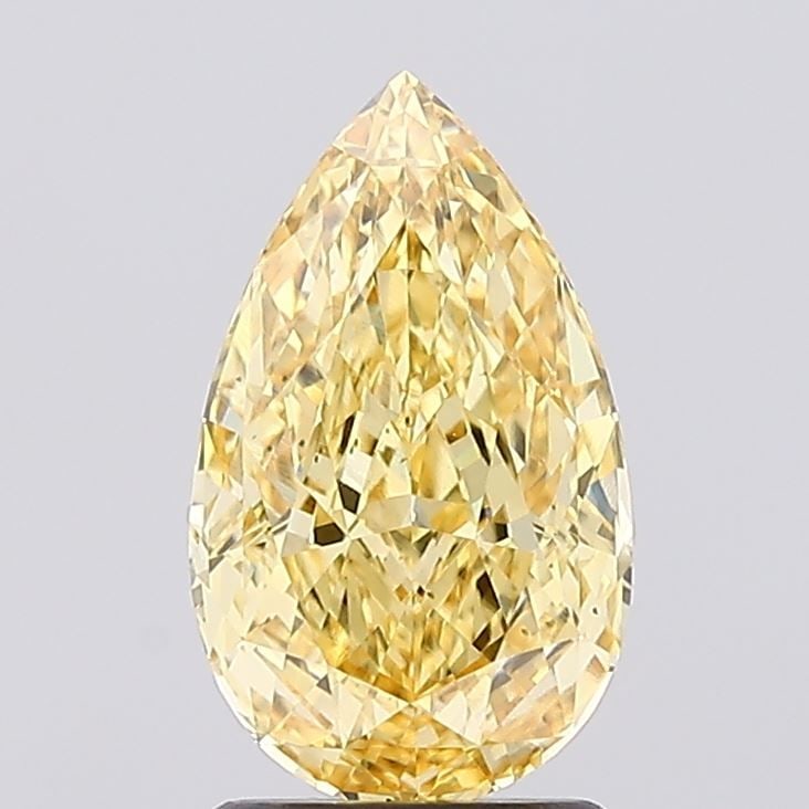 Loose Diamond - PEAR 2.01ct Fancy Vivid Yellow VS1: Loose Diamond - PEAR 2.01ct Fancy Vivid Yellow VS1 Source: This is a real non-mined Diamond that has been grown in a lab Shape: PEAR Carats: 2.01 Color: Fancy Vivid Yellow Certification: IGI Video:
