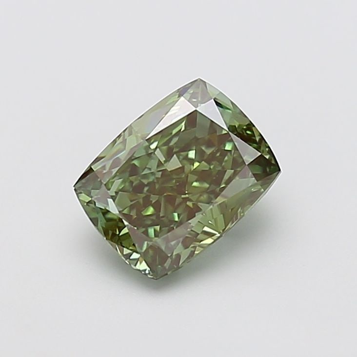 Loose Diamond - CUSHION MODIFIED 2.1ct Fancy Vivid Green VS1: Loose Diamond - CUSHION MODIFIED 2.1ct Fancy Vivid Green VS1 Source: This is a real non-mined Diamond that has been grown in a lab Shape: CUSHION MODIFIED Carats: 2.1 Color: Fancy Vivid Green Certific