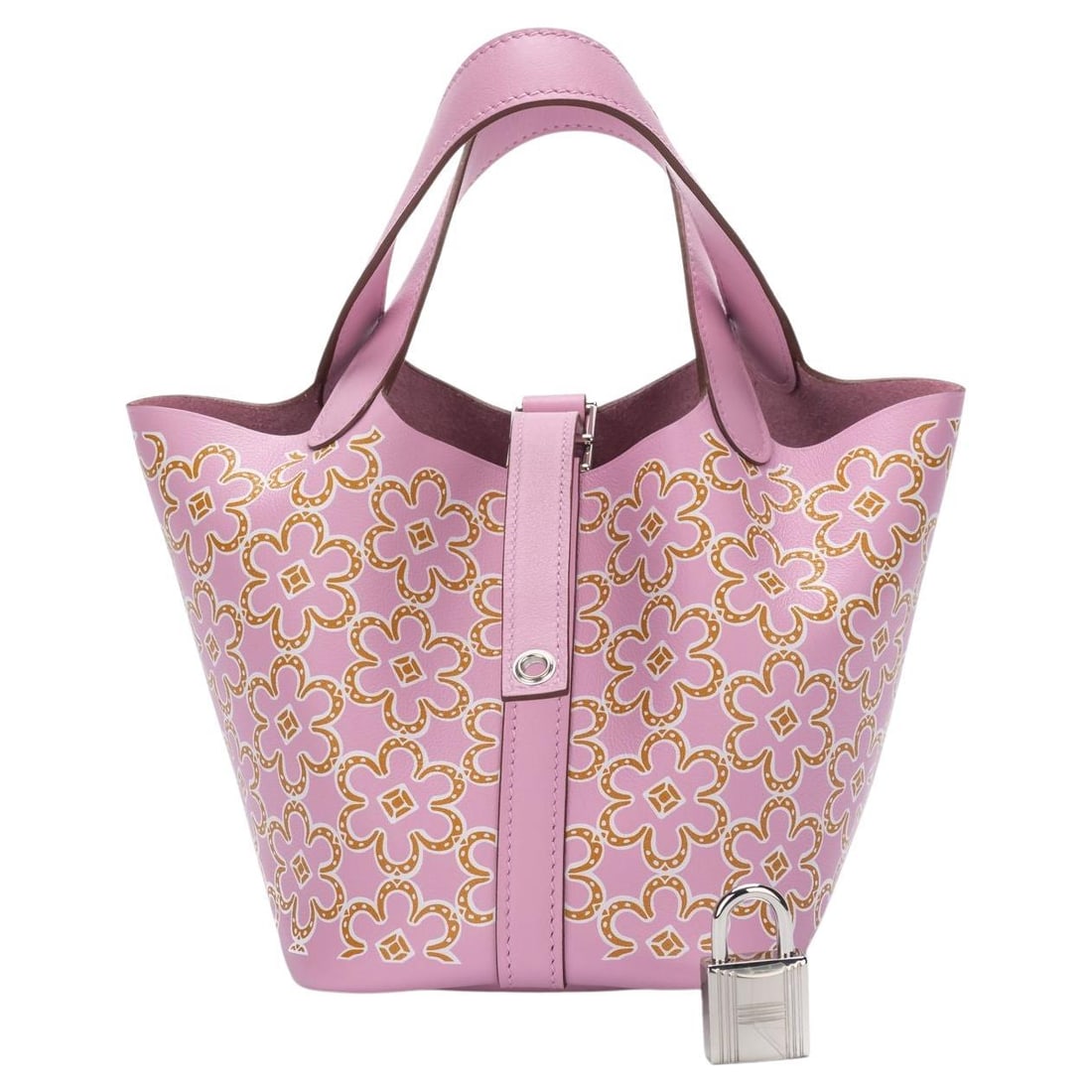 Hermes Micro Picotin Lucky Daisy Limited Edition Pink Leather Bag: Hermes Micro Picotin Lucky Daisy Limited Edition Pink Leather Bag This limited edition HERMES Micro Picotin Lock bag, known as "Lucky Daisy," is a stunning addition to any collection. Crafted from sof