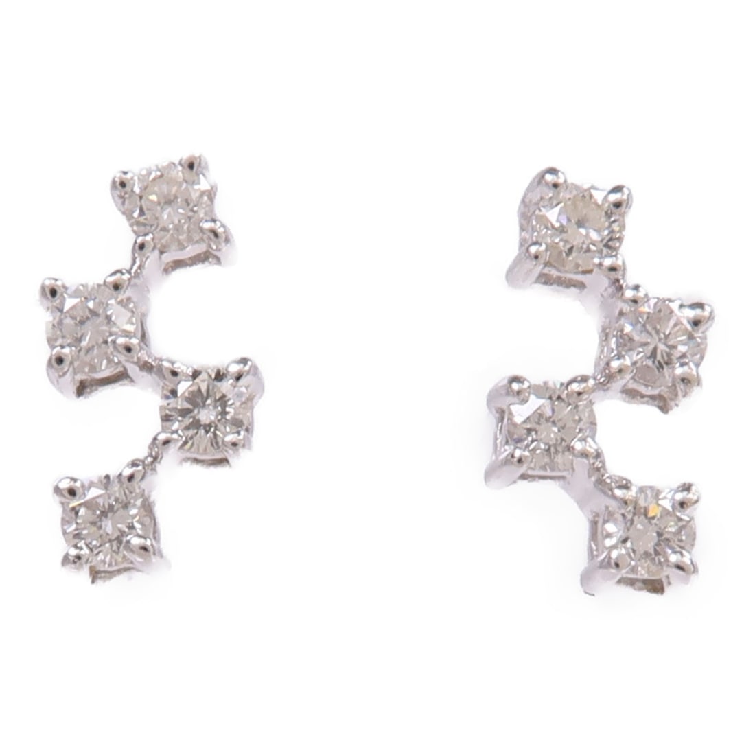 Diamond Pierced Earrings in 18K White Gold by JEWELRY: Diamond Pierced Earrings in 18K White Gold by JEWELRY These pierced earrings feature diamonds set in 18K white gold, offering a refined and elegant design. The main stones are clear diamonds, and the 