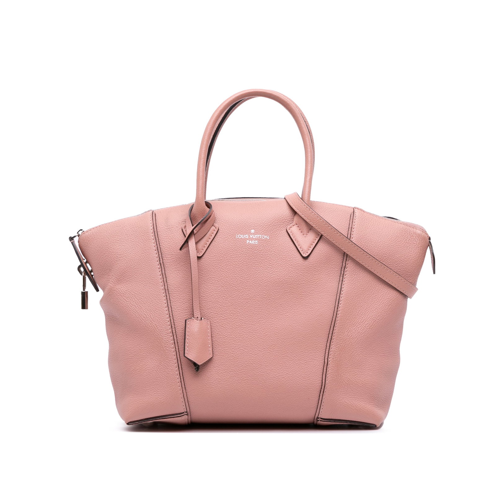 Louis Vuitton Taurillon Soft Lockit MM Pink Leather Bag: Louis Vuitton Taurillon Soft Lockit MM Pink Leather Bag The Louis Vuitton Taurillon Soft Lockit MM is a stylish handbag crafted from high-quality calf leather. This elegant bag features rolled leather