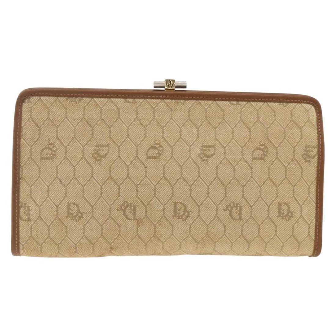 Christian Dior beige canvas vintage honeycomb pattern clutch bag France: Christian Dior beige canvas vintage honeycomb pattern clutch bag France This Christian Dior vintage honeycomb clutch is crafted from beige canvas, designed for women. The exterior displays some staini