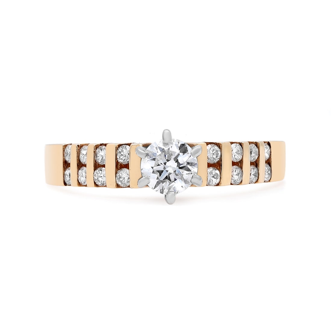 Rachel Koen 0.56ct Round Diamond Engagement Ring 14K Yellow Gold Size 6: Rachel Koen 0.56ct Round Diamond Engagement Ring 14K Yellow Gold Size 6 This elegant engagement ring by Rachel Koen is crafted from 14K yellow gold, showcasing a stunning round brilliant cut diamond a