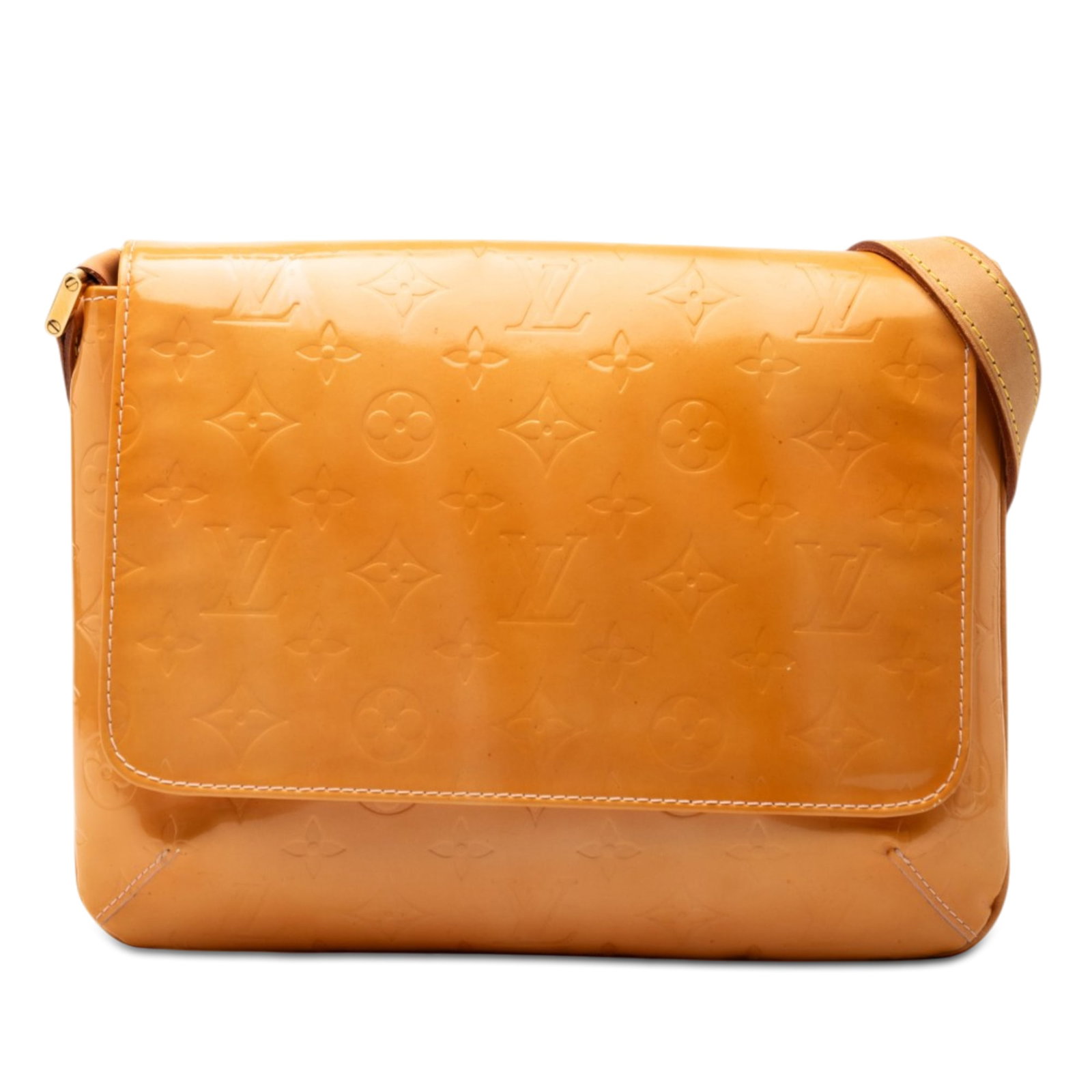 Louis Vuitton Thompson Street Vernis Leather Shoulder Bag: Louis Vuitton Thompson Street Vernis Leather Shoulder Bag This Louis Vuitton Monogram Vernis Thompson Street bag is crafted from vernis leather in a beige tone and features an adjustable flat vachetta