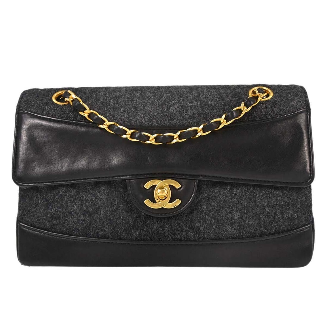 Chanel Black Lambskin Shoulder Bag Single Flap Turn Lock (1 of 18)