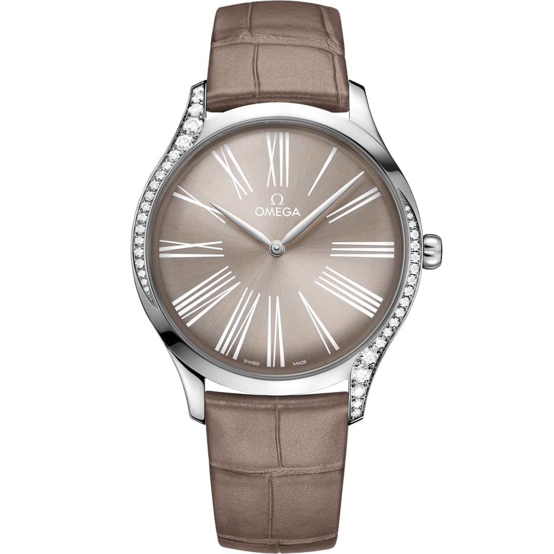 De Ville Tresor Taupe Watch Ref 428.18.39.60.13.001 on Leather with Card: De Ville Tresor Taupe Watch Ref 428.18.39.60.13.001 on Leather with Card The Omega De Ville Tresor features a taupe brown dial complemented by a matching taupe brown leather bracelet. Its smooth bezel