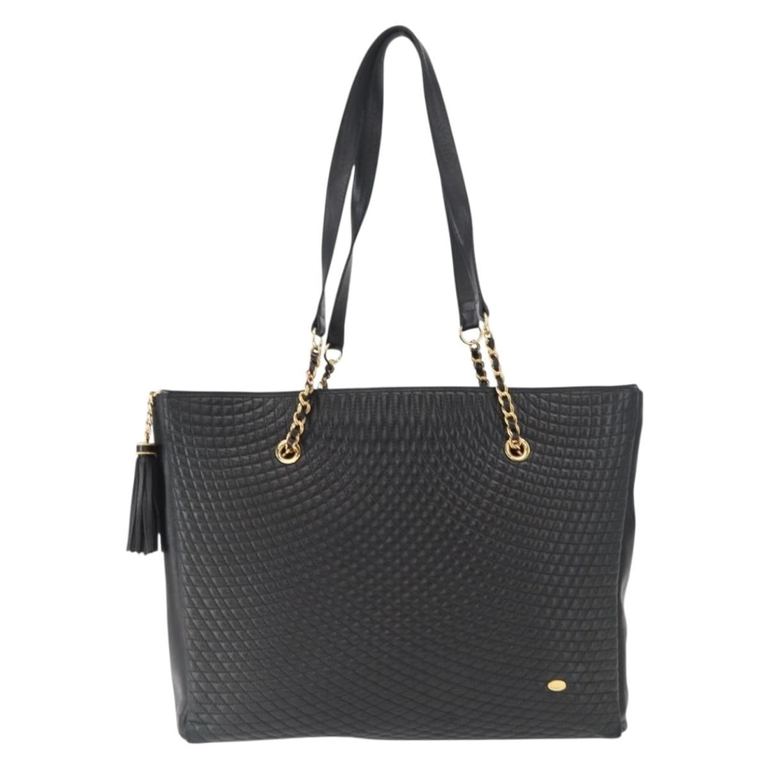 Black Quilted Leather Tote by Bally Italy Vintage Women's Handbag: Black Quilted Leather Tote by Bally Italy Vintage Women's Handbag This Bally vintage tote bag is crafted from quilted black leather and designed for women. The bag features a spacious interior, metal 