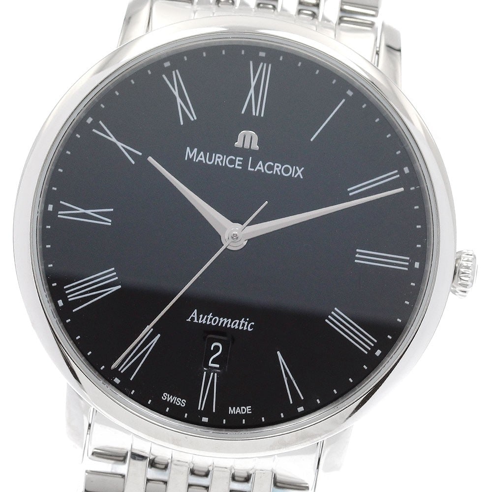Maurice Lacroix Les Classiques Automatic Date Steel Watch: Maurice Lacroix Les Classiques Automatic Date Steel Watch This Maurice Lacroix Les Classiques Date men's wristwatch features a stainless steel case and bracelet with a black dial. The watch is powered