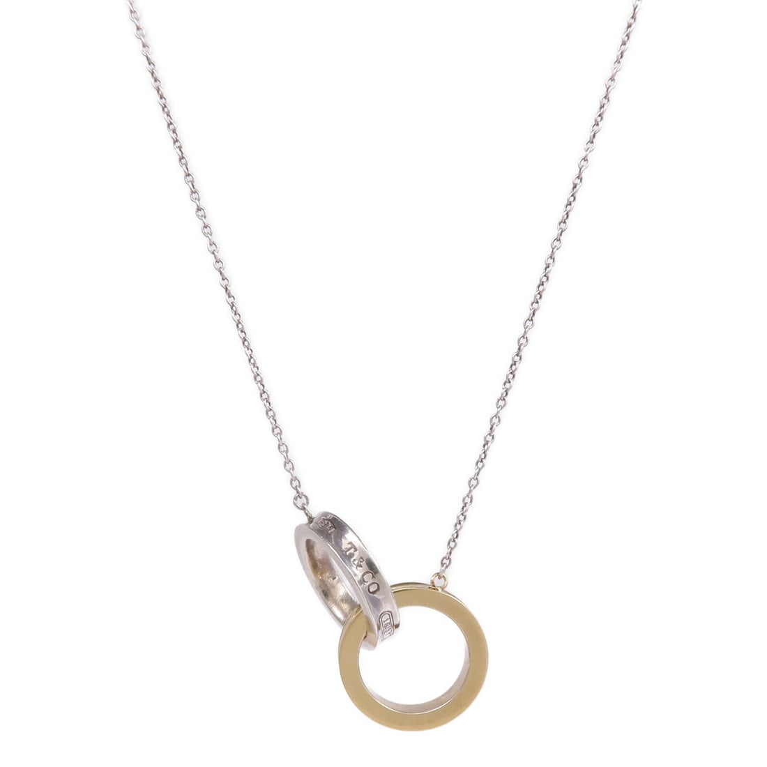 Tiffany Co 1837 Interlocking Circles 18K Gold Sterling Silver Necklace (1 of 11)
