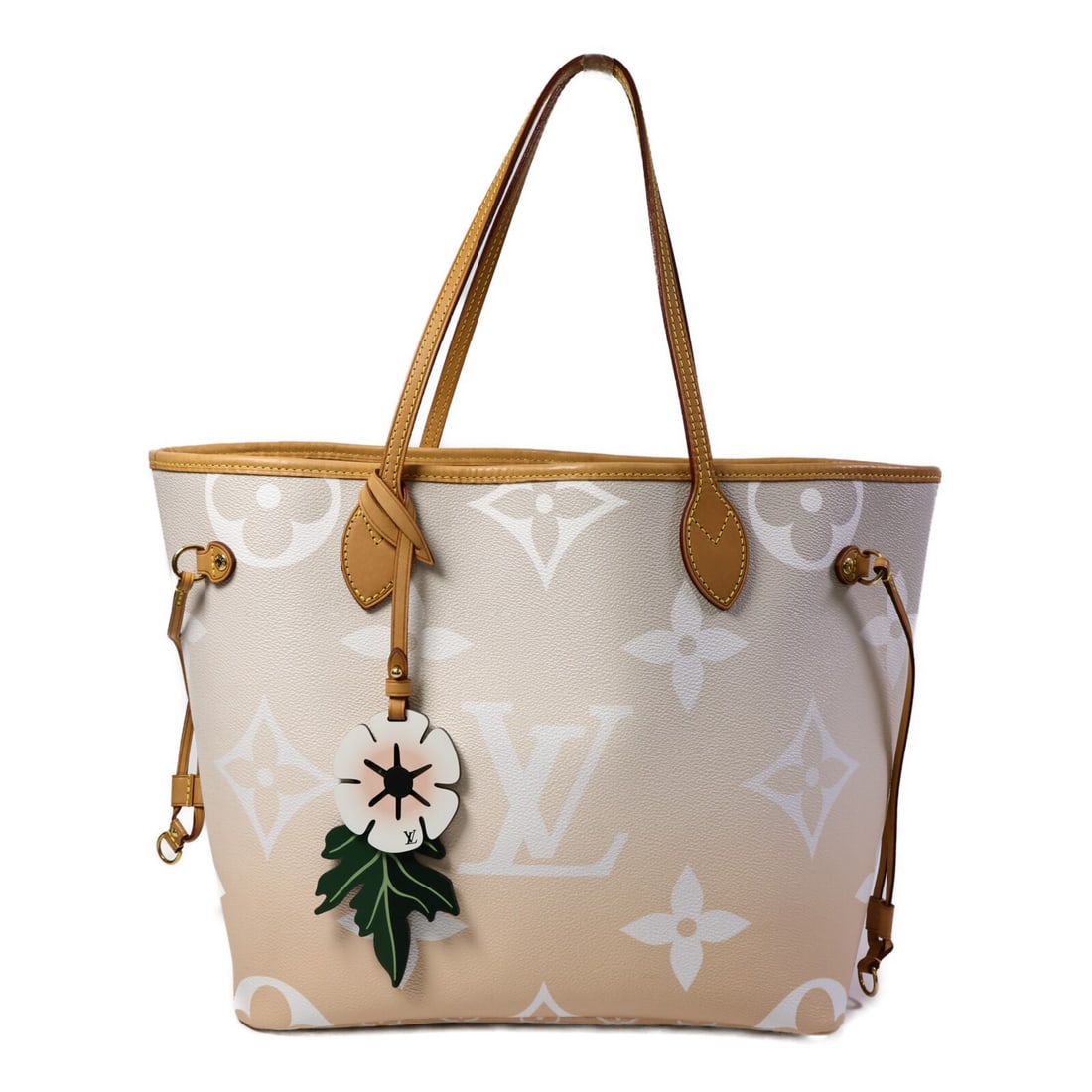 Louis Vuitton By The Pool Neverfull MM Monogram Giant Tote Bag GHW: Louis Vuitton By The Pool Neverfull MM Monogram Giant Tote Bag GHW This Louis Vuitton Neverfull MM tote bag from the By The Pool collection features the iconic Monogram Giant pattern in beige. Crafted