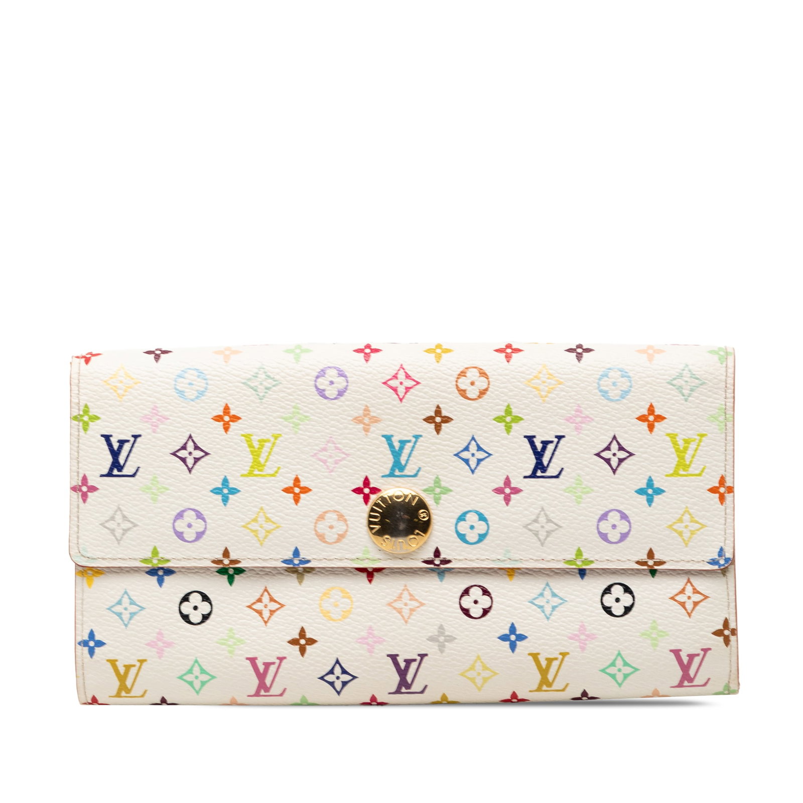 Louis Vuitton Sarah Monogram Multicolore Long Wallet: Louis Vuitton Sarah Monogram Multicolore Long Wallet This Louis Vuitton Monogram Multicolore Sarah Long Wallet features a multicolore monogram canvas exterior with a flap and snap button closure. The 