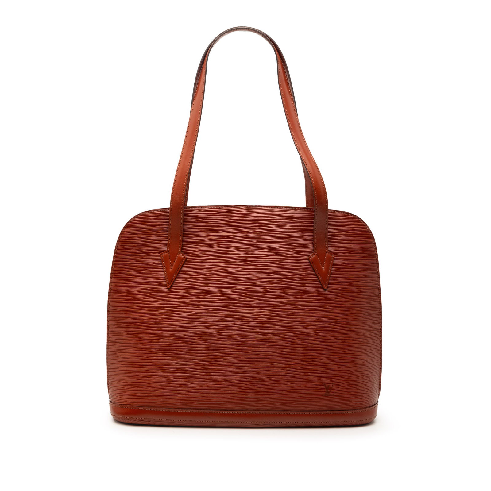 Louis Vuitton Epi leather Lussac brown tote bag: Louis Vuitton Epi leather Lussac brown tote bag This Louis Vuitton Epi Lussac bag features a durable epi leather body in brown, complemented by flat leather straps and a top zip closure. The interior 