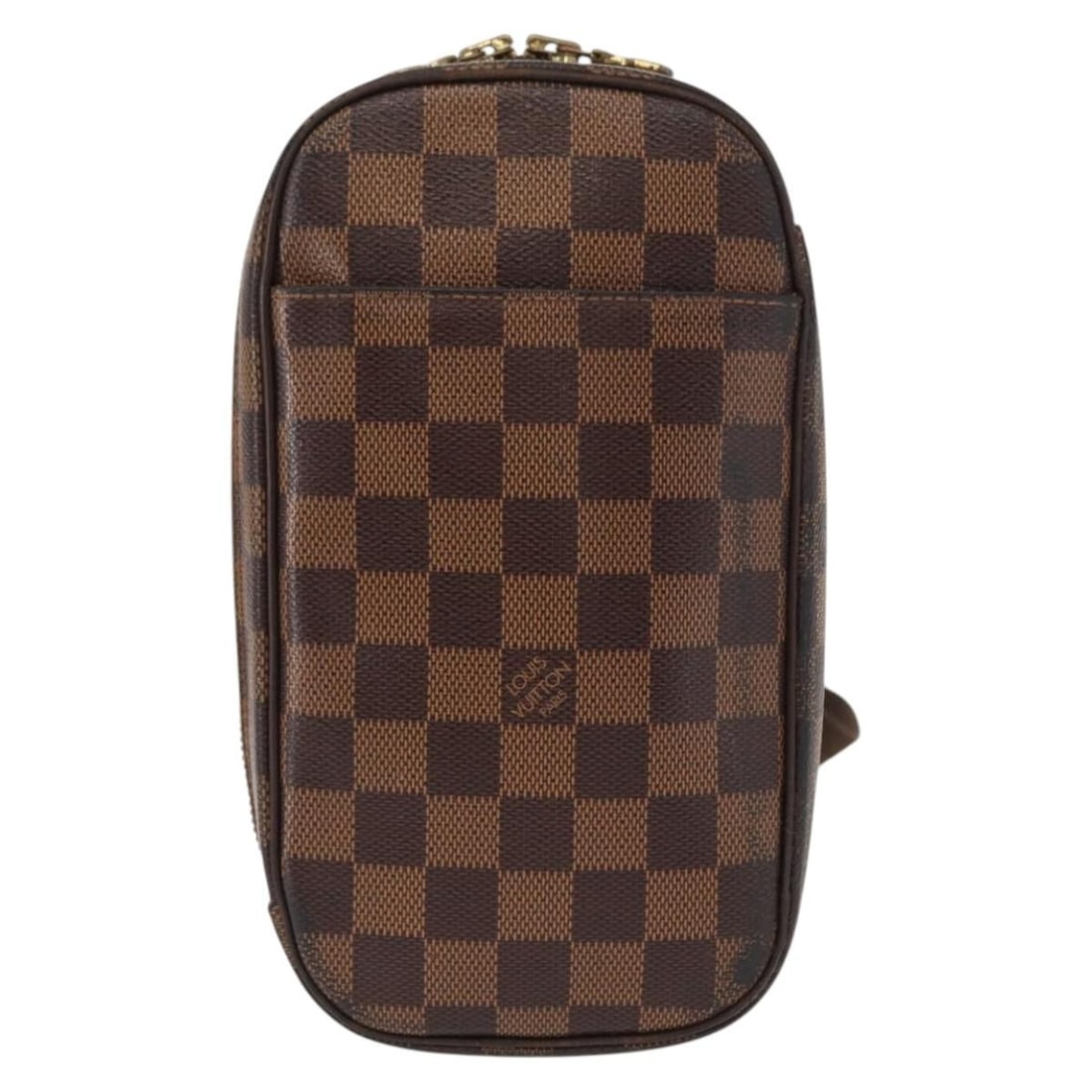 Louis Vuitton Damier Canvas Pochette Gange Brown Bag Spain: Louis Vuitton Damier Canvas Pochette Gange Brown Bag Spain The Louis Vuitton Pochette Gange in Damier canvas is a compact and stylish accessory designed for women. Featuring a brown canvas exterior, t