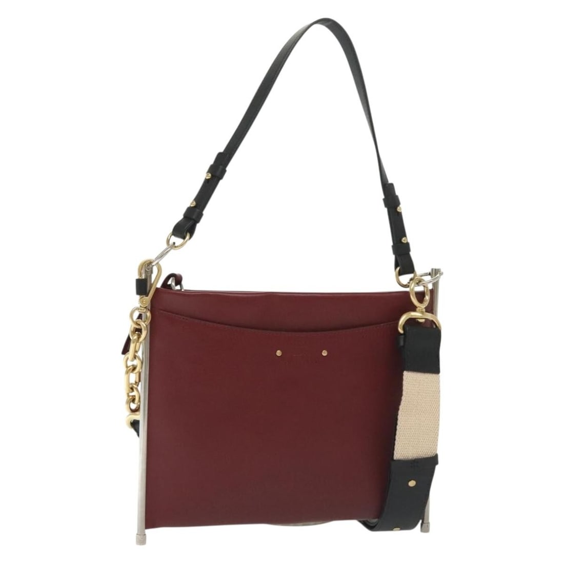 Chloe Bordeaux Leather Shoulder Bag with Gold and Silver Accents (1 of 18)