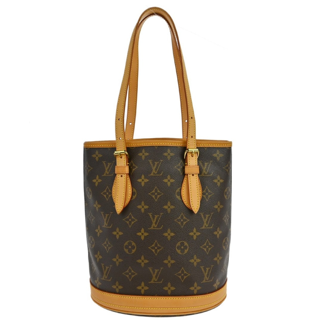 Louis Vuitton Petite Bucket Monogram Canvas Tote Bag: Louis Vuitton Petite Bucket Monogram Canvas Tote Bag This Louis Vuitton Monogram Bucket PM Tote Bag features the iconic monogram canvas exterior in brown, complemented by a beige leather-lined interio