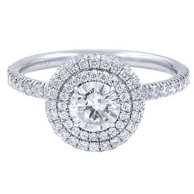 Platinum custom diamond engagement ring double halo pave 1.15ct size 6.5 (1 of 7)