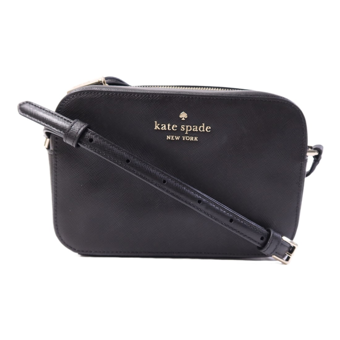 Kate Spade Black Calfskin Leather Shoulder Bag with Gold Hardware: Kate Spade Black Calfskin Leather Shoulder Bag with Gold Hardware This Kate Spade shoulder bag features a sleek black calfskin leather exterior, offering both style and durability. Designed with a com