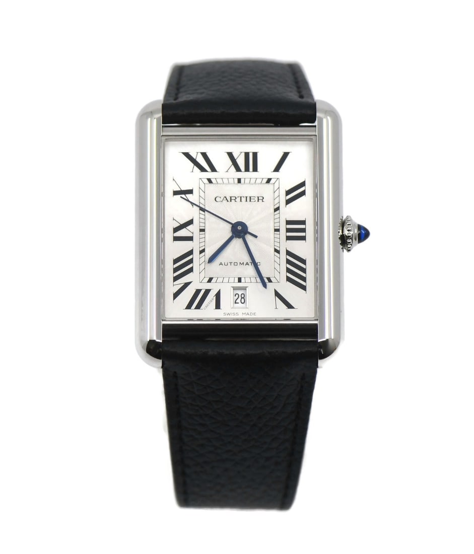 Cartier Tank Must WSTA0141 Automatic Silver Dial Men's Watch: Cartier Tank Must WSTA0141 Automatic Silver Dial Men's Watch This Cartier Tank Must wristwatch features a polished stainless steel case and a sleek silver dial with Roman numeral indices. Designed for