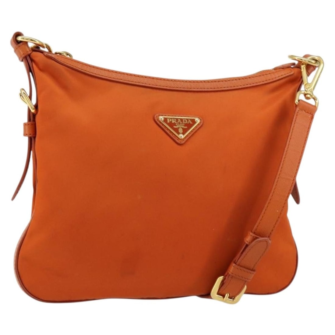 Orange Nylon Prada Flat Messenger Shoulder Bag with Leather Trim (1 of 18)