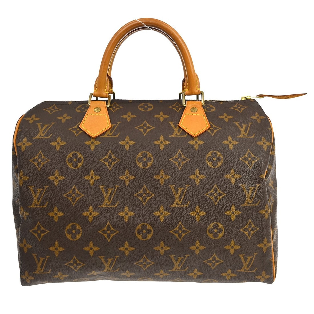 Louis Vuitton Monogram Speedy 30 Top Handle Bag: Louis Vuitton Monogram Speedy 30 Top Handle Bag This Louis Vuitton Speedy 30 handbag features the iconic Monogram canvas exterior with beige leather double handles and a classic zip closure. Designed 