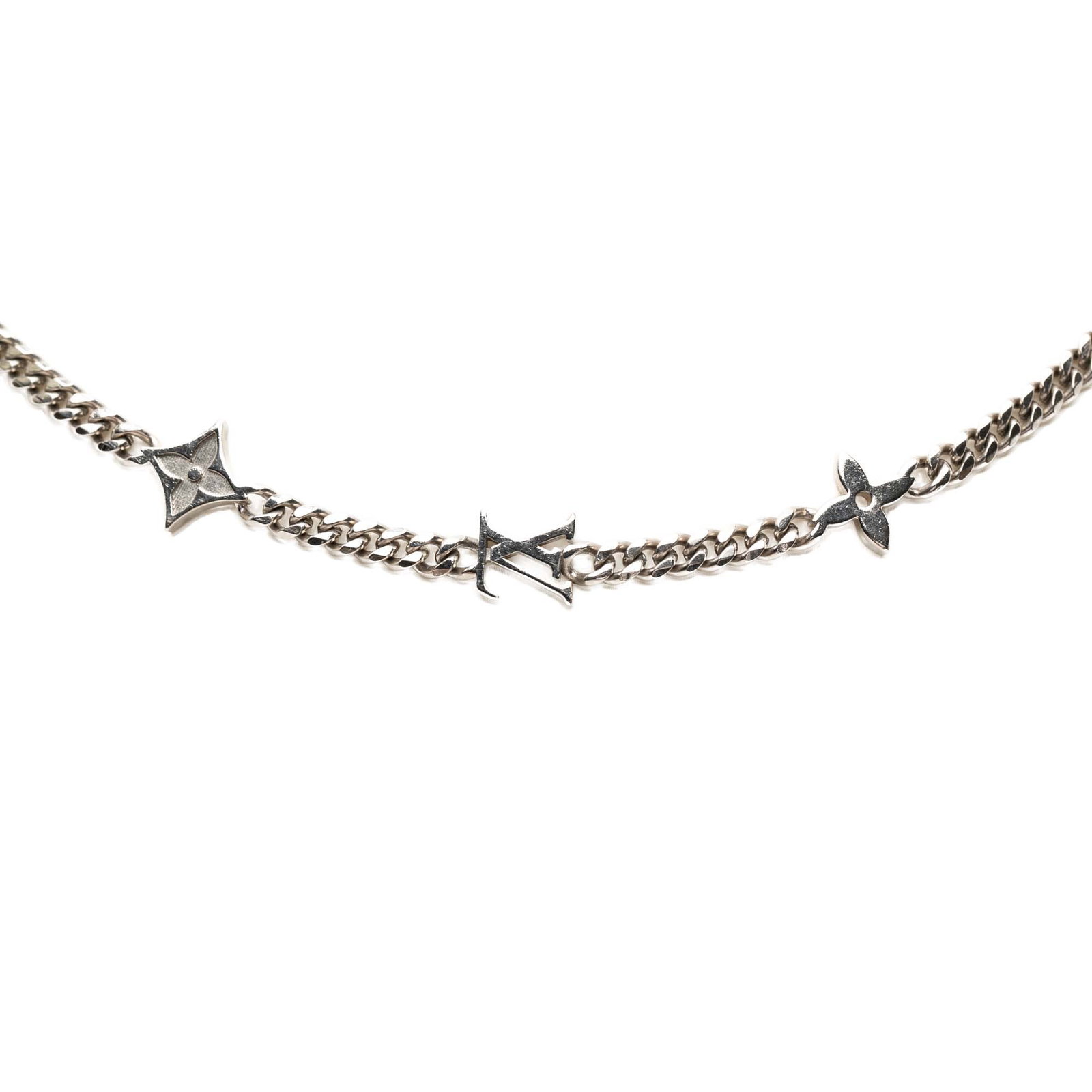 Louis Vuitton silver tone monogram row necklace (1 of 6)
