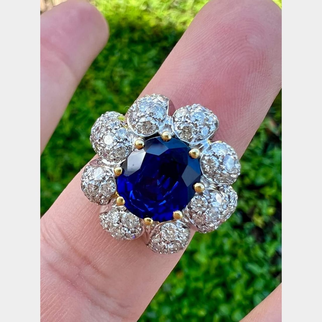 GIA Certified 2.25 Ct Sapphire Diamond Ring in 18K White Gold: GIA Certified 2.25 Ct Sapphire Diamond Ring in 18K White Gold This exquisite 18K White Gold ring features a stunning GIA Certified Sapphire weighing approximately 2.25 Ct, enhanced with titanium diffu